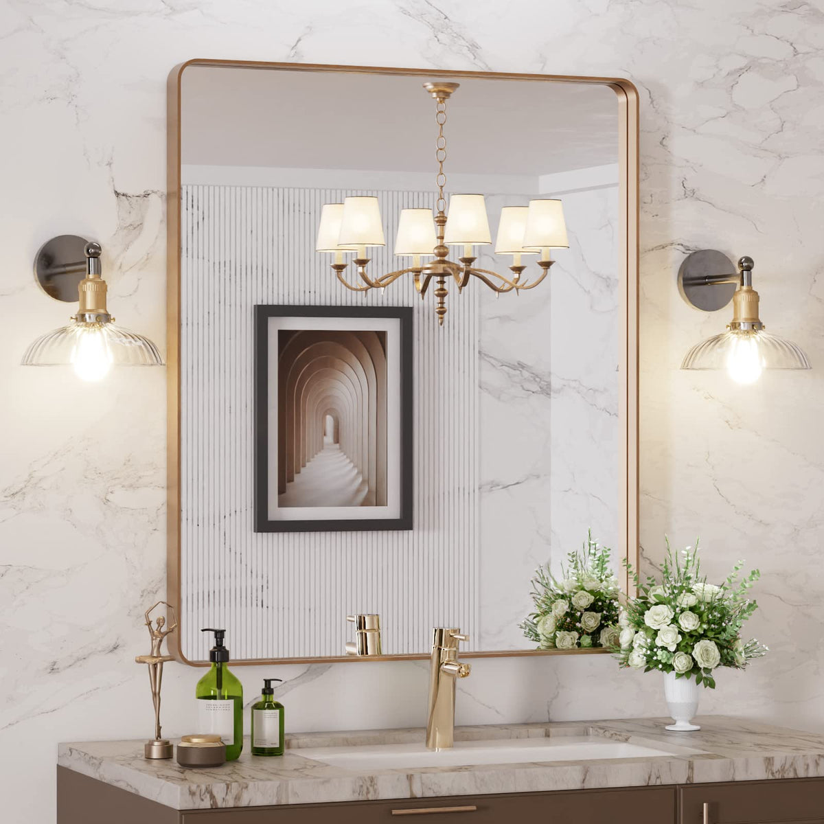 Rounded Rectangle Vanity Mirror – Metal Frame