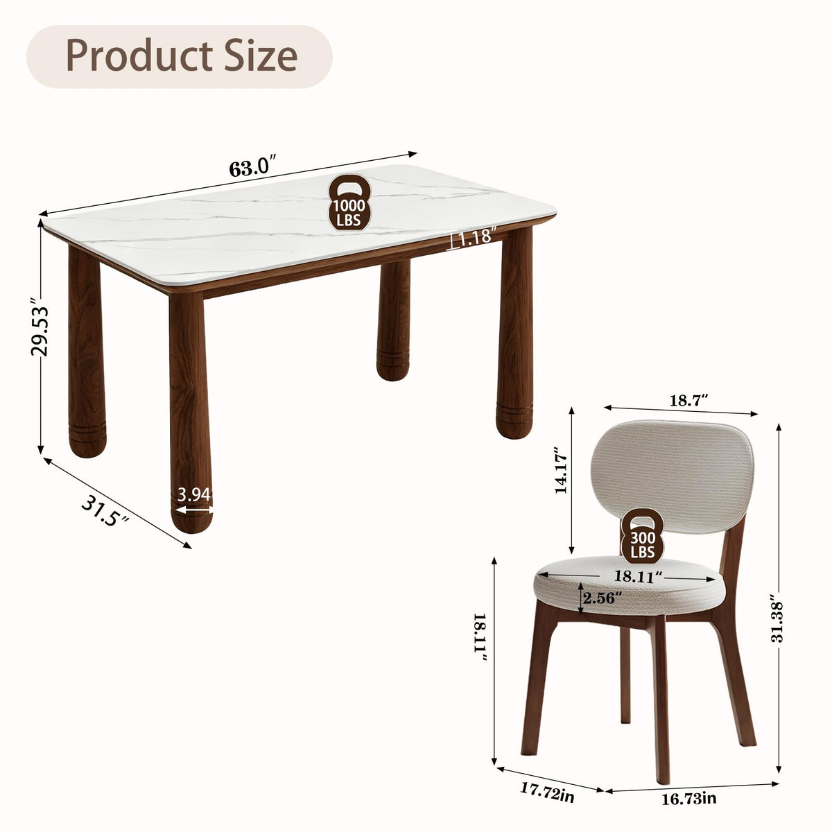 Sintered Stone Dining Table Set for 6