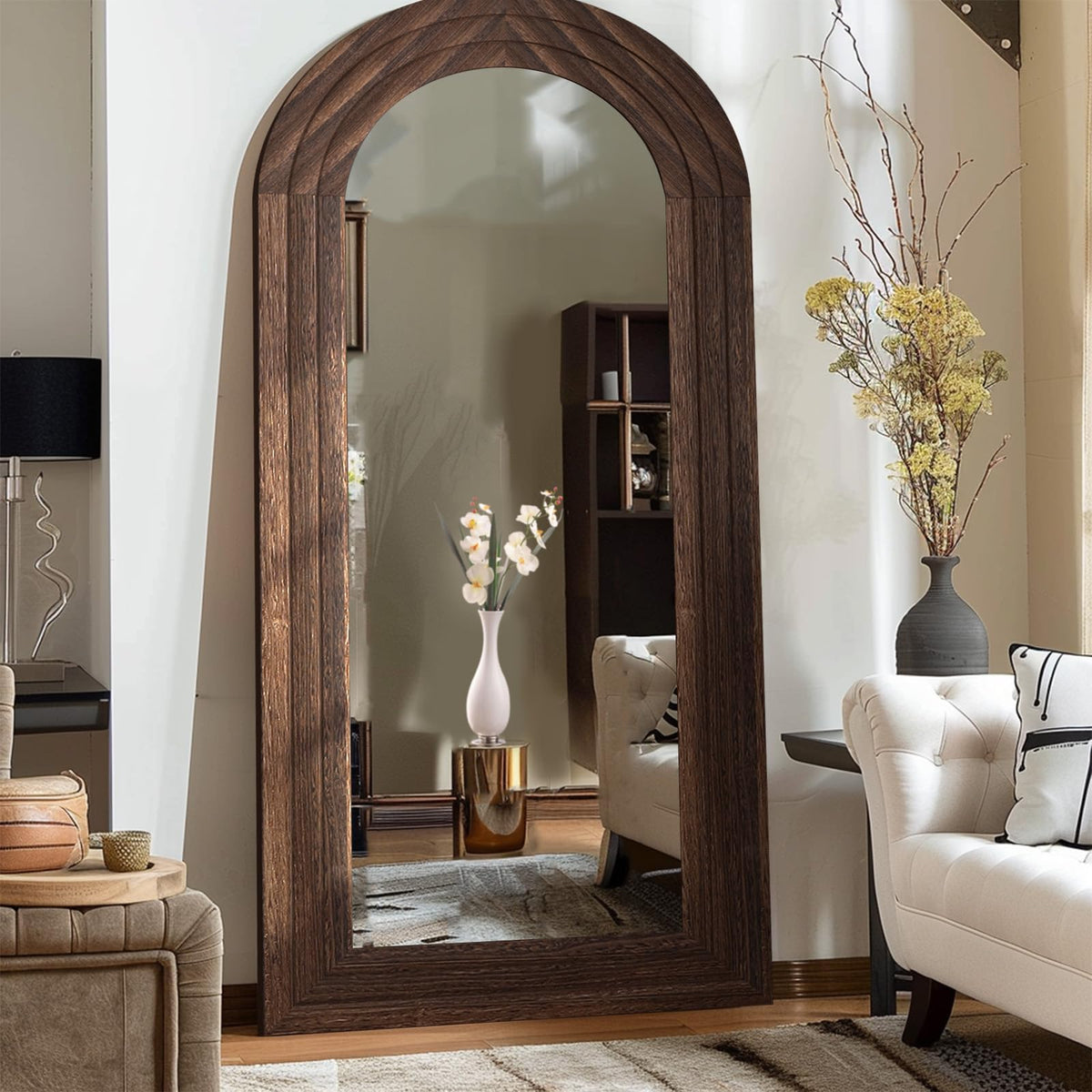 Arched Full-Length Mirror – Solid Wood Frame