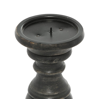 Wood Pillar Candle Holders – Traditional Set of 3