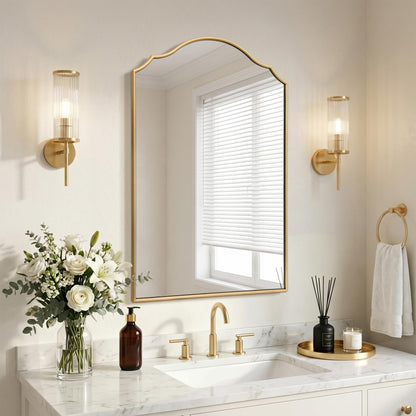 Gold Wall Mirror – Metal Frame Vanity Design