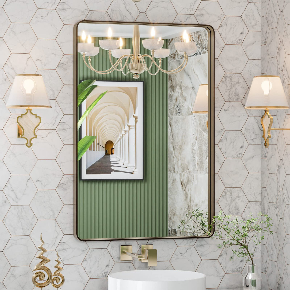 Rounded Rectangle Vanity Mirror – Metal Frame