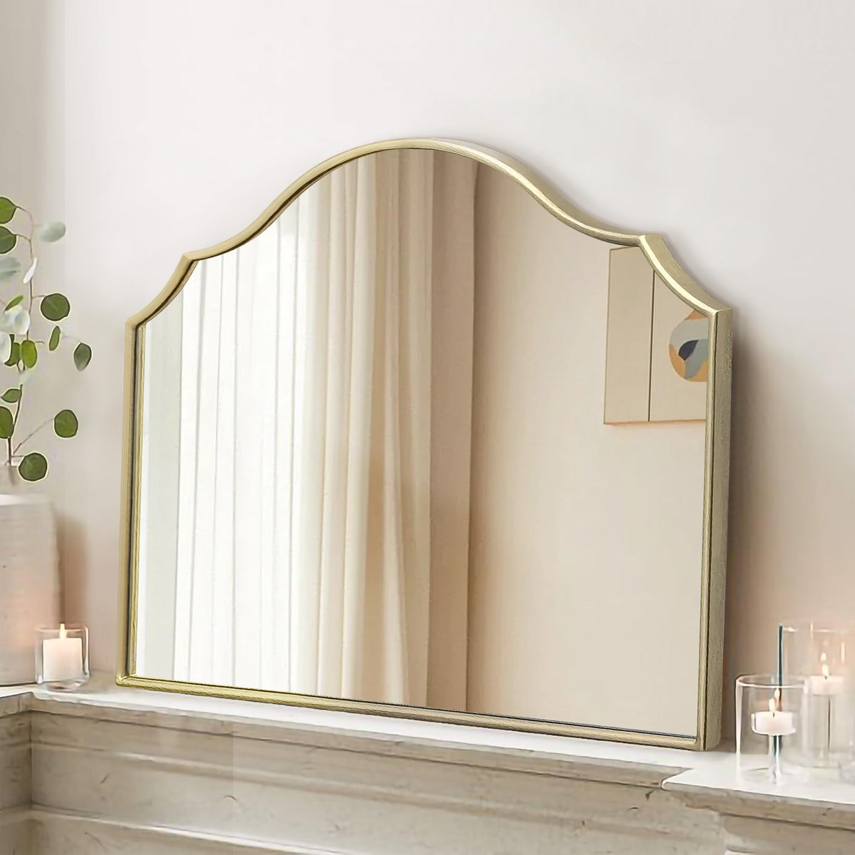 Gold Wall Mirror – Metal Frame Vanity Design