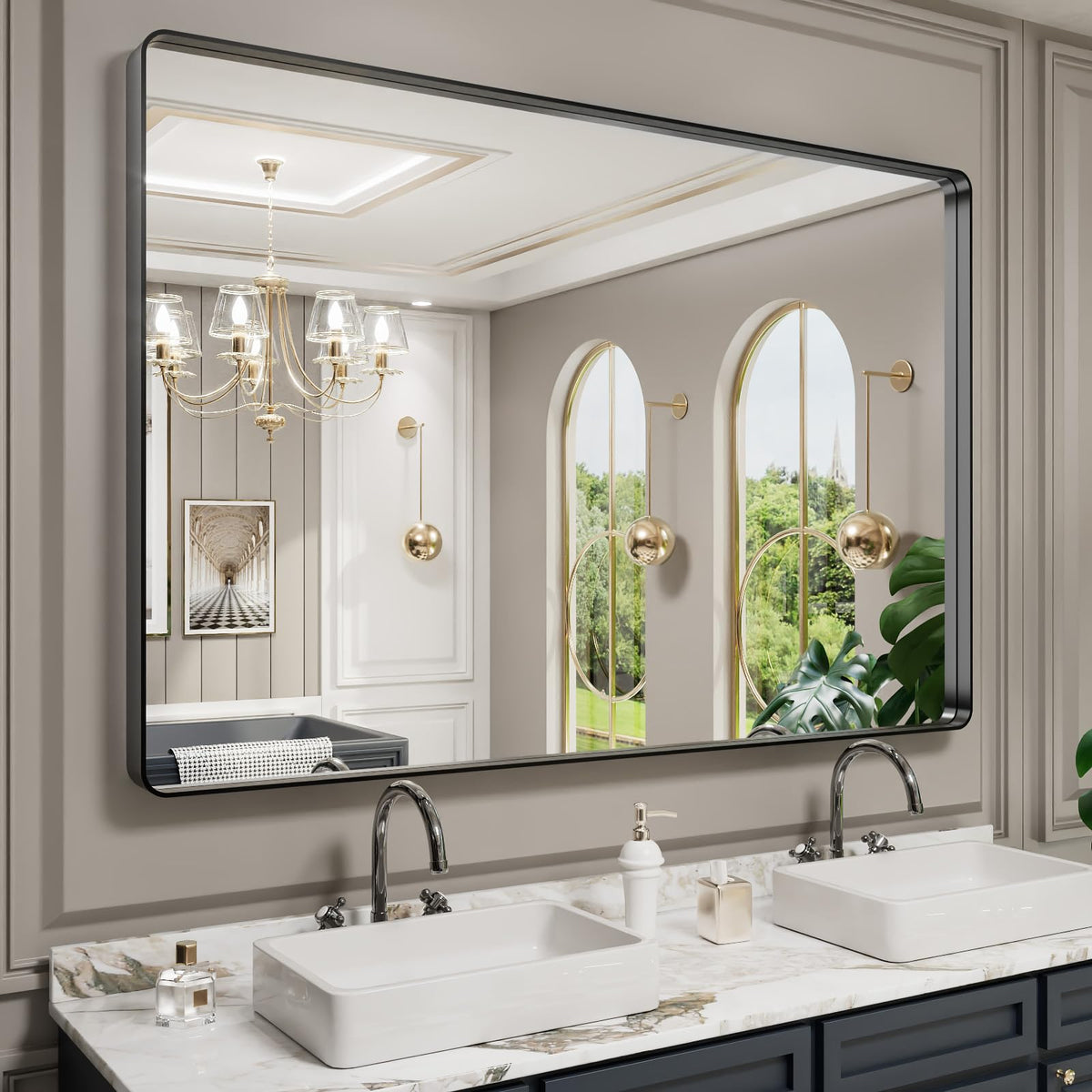 Rounded Rectangle Vanity Mirror – Metal Frame