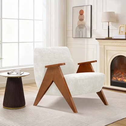 Mid-Century Accent Chair – Upholstered Wood Frame