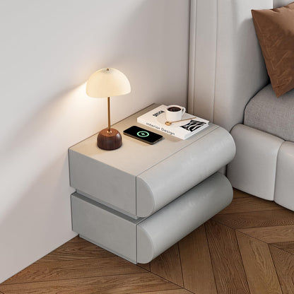 Modern Nightstand – Gold Tile Finish with 2 Drawers