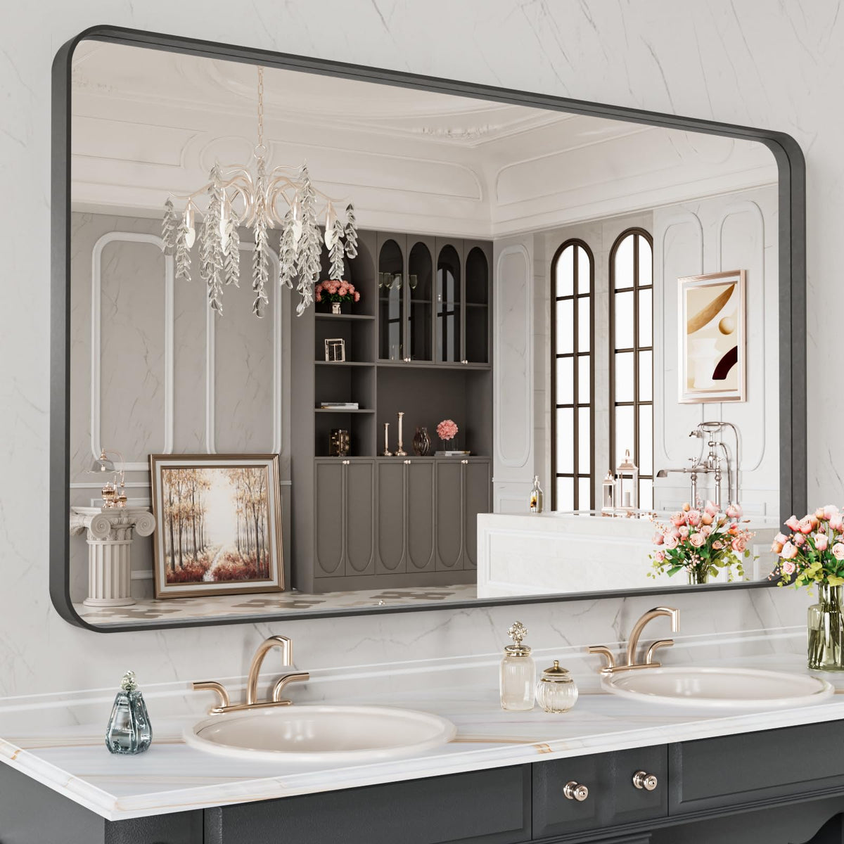 Rounded Rectangle Vanity Mirror – Metal Frame