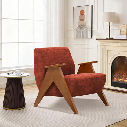 Mid-Century Accent Chair – Upholstered Wood Frame