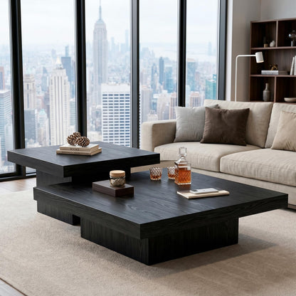 Square Nesting Coffee Tables – Modern Wood Set of 2