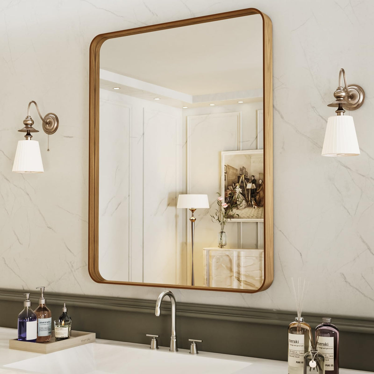 Rounded Rectangle Vanity Mirror – Metal Frame