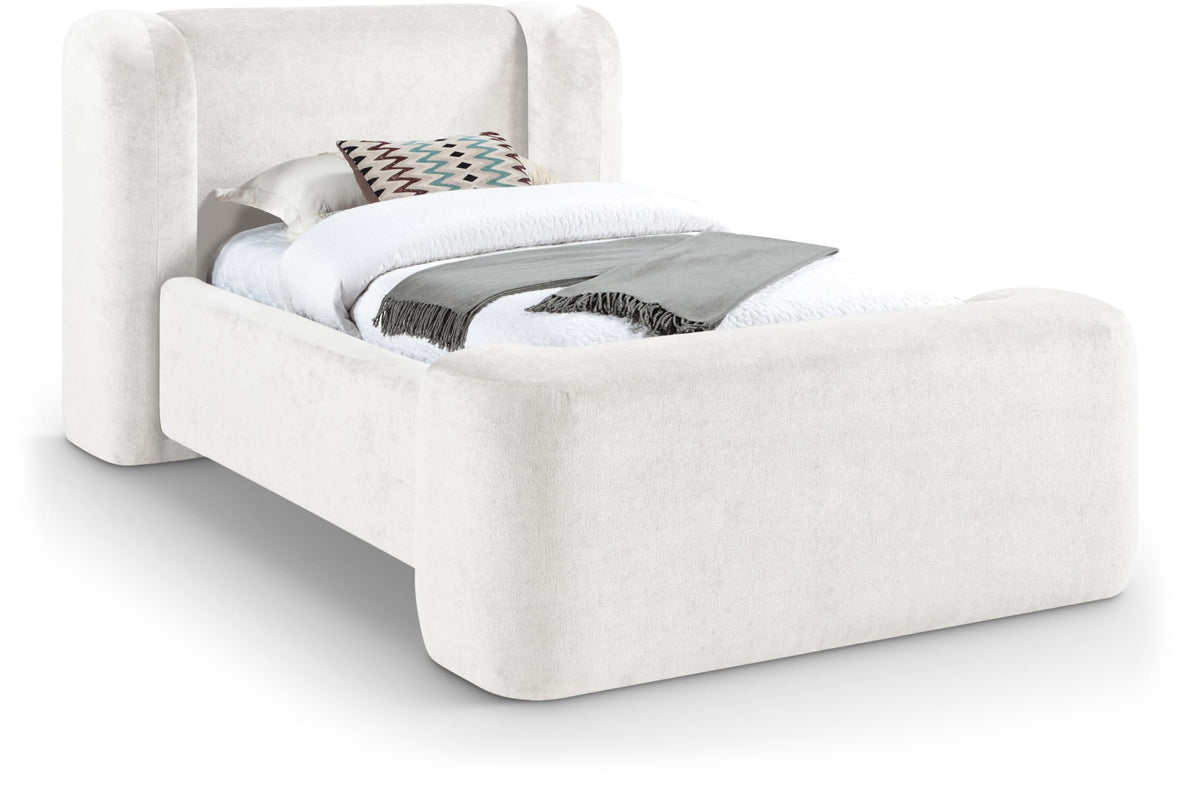 Beige Chenille Full Bed – Modern Upholstered Frame