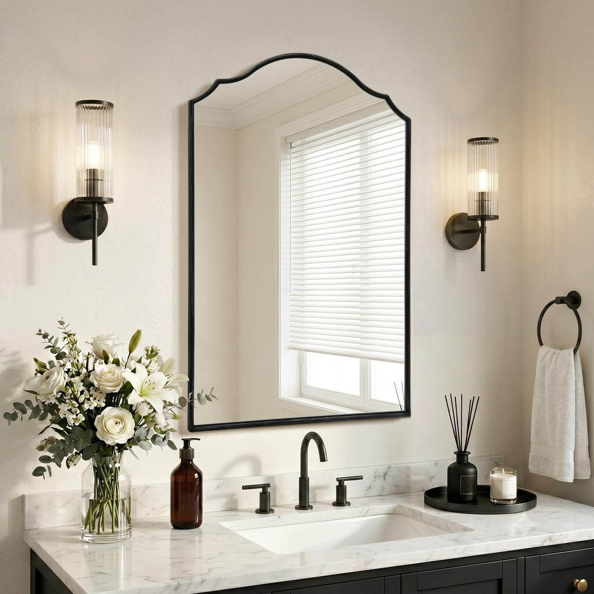 Gold Wall Mirror – Metal Frame Vanity Design