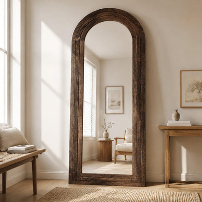 Arched Full-Length Mirror – Solid Wood Frame