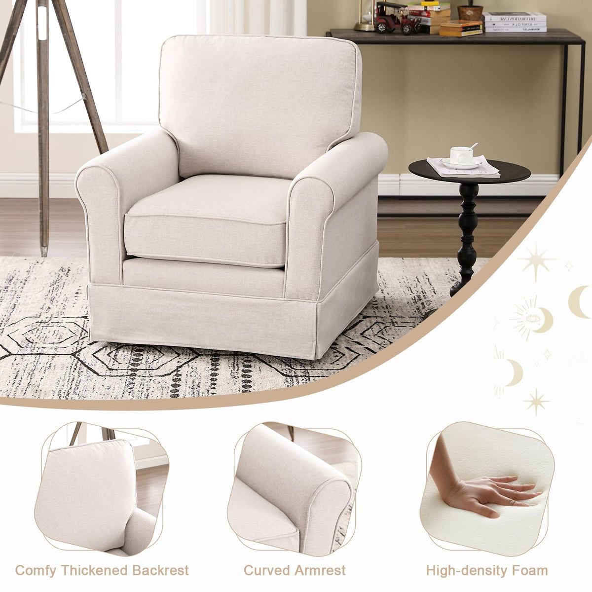 Mid-Century Swivel Barrel Chair – Modern Accent