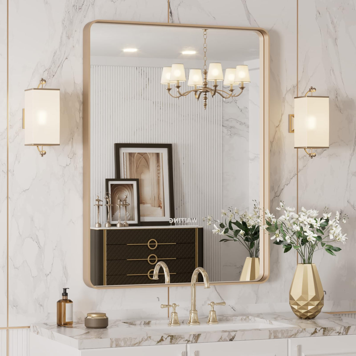 Rounded Rectangle Vanity Mirror – Metal Frame