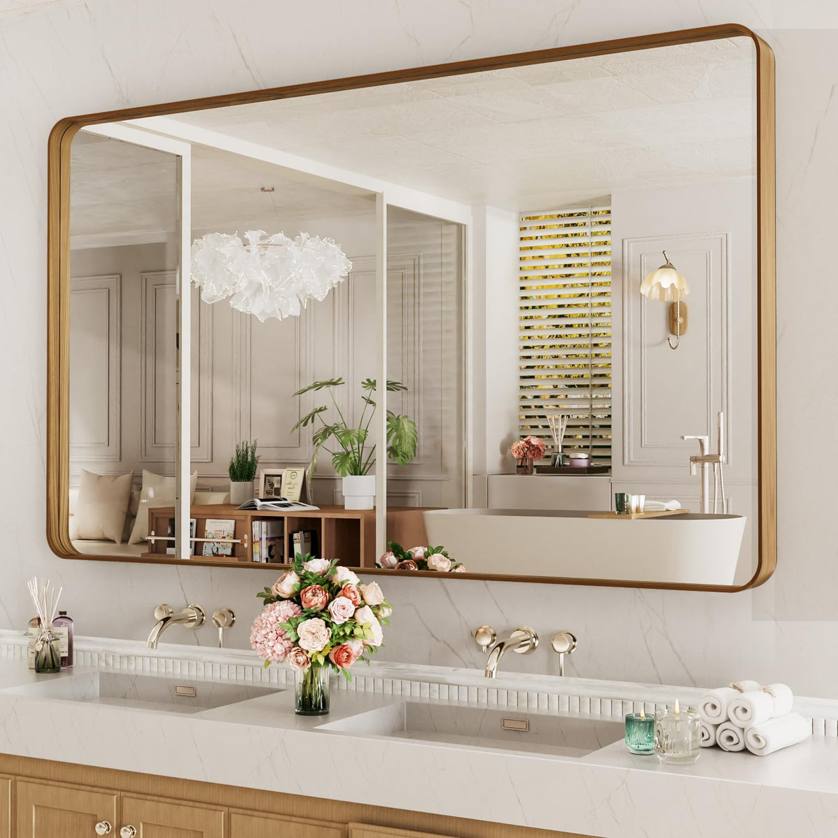 Rounded Rectangle Vanity Mirror – Metal Frame