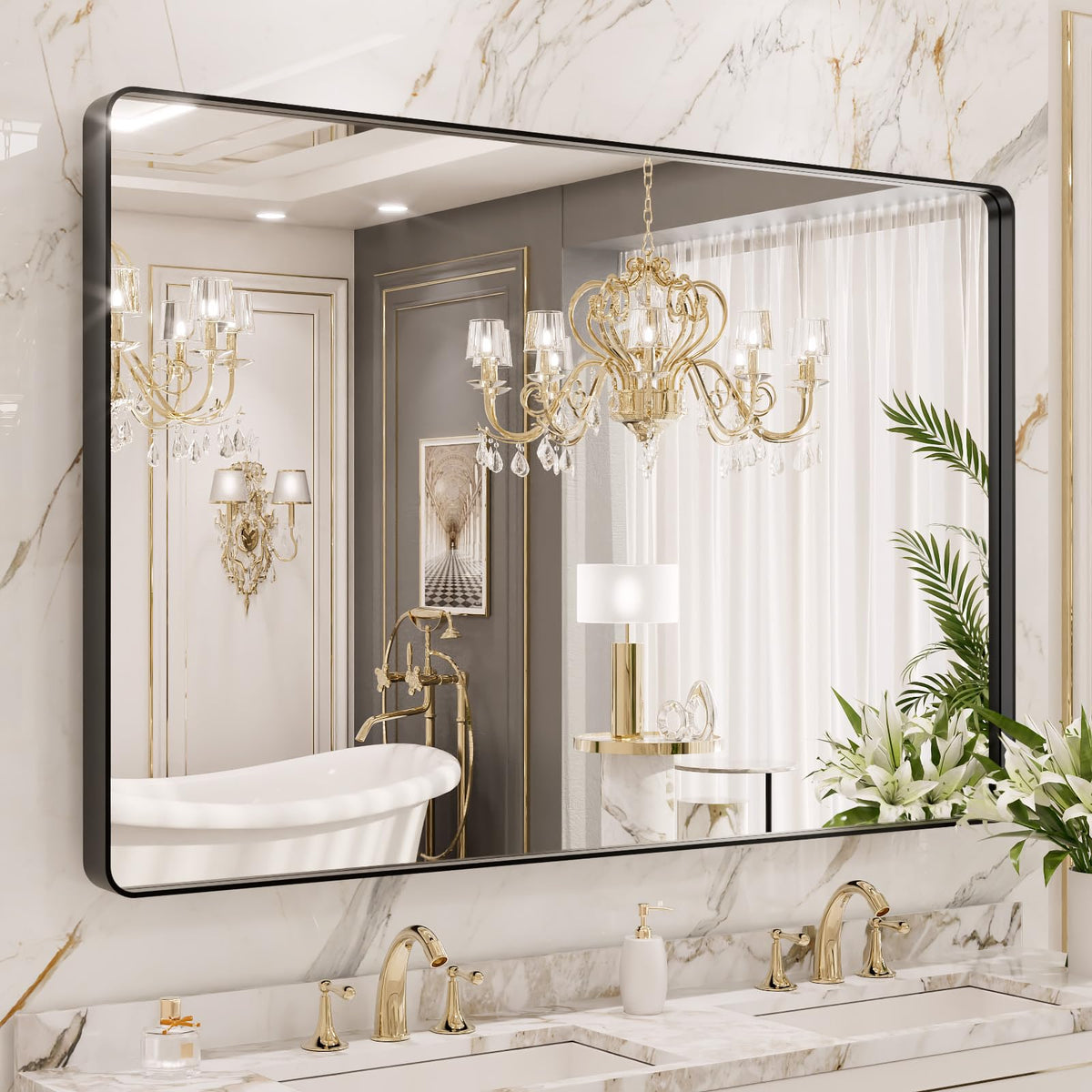 Rounded Rectangle Vanity Mirror – Metal Frame