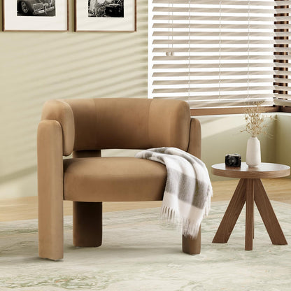Velvet Barrel Accent Chair – Modern 3-Leg Design
