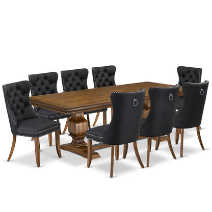 Dining Table Set with Light Beige Fabric Chairs