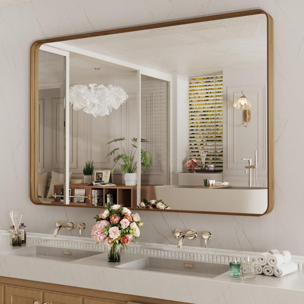 Rounded Rectangle Vanity Mirror – Metal Frame