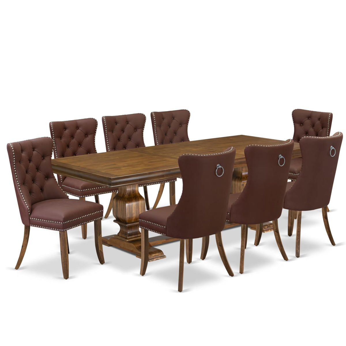Dining Table Set with Light Beige Fabric Chairs