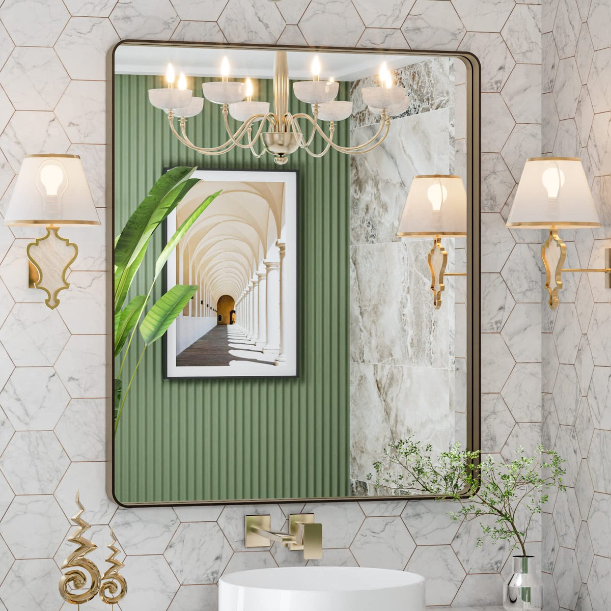 Rounded Rectangle Vanity Mirror – Metal Frame