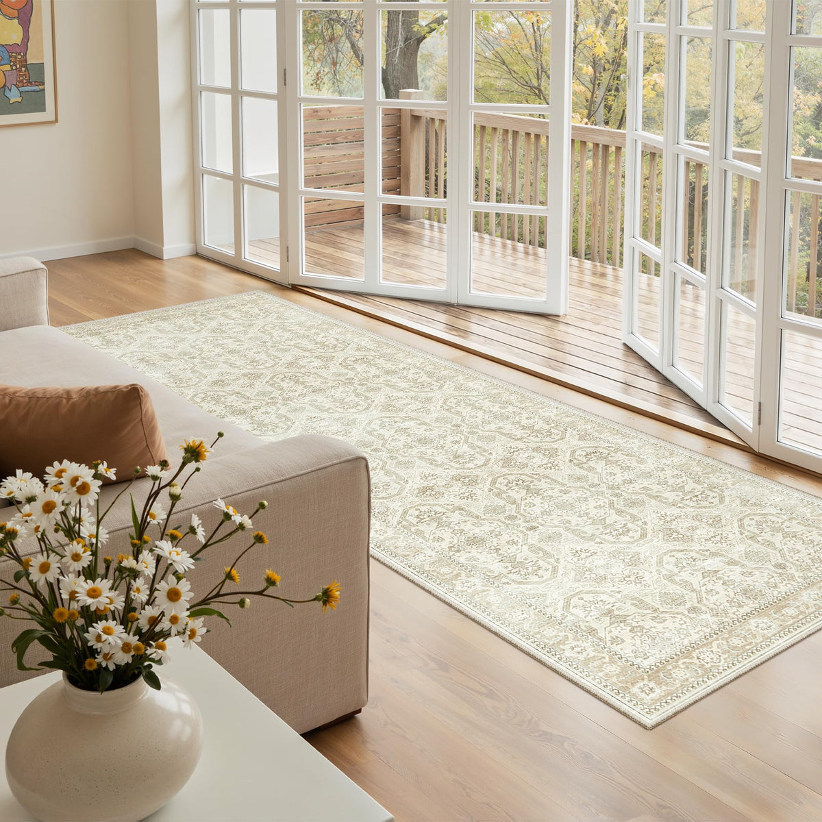 Washable Area Rug with Non Slip Backing