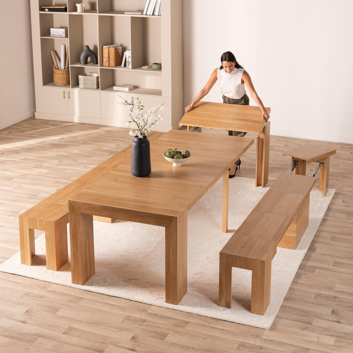 Solid Wood Extendable Dining Table for 2 to 12
