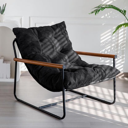 Modern Accent Chair – Cushioned Metal Frame Design