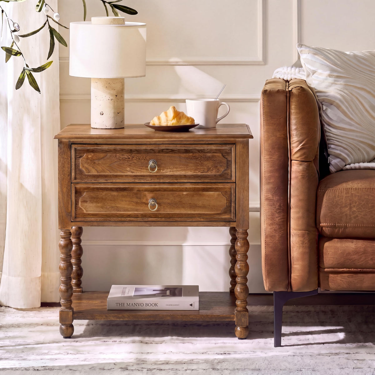 Farmhouse End Table with Charging Station