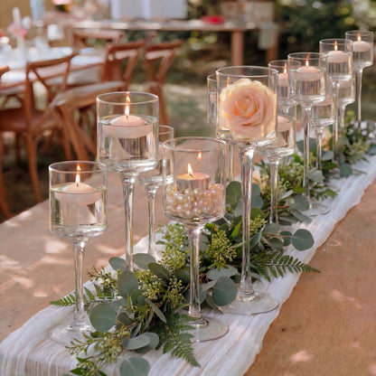 Glass Tealight Candle Holders – Tall Set of 3