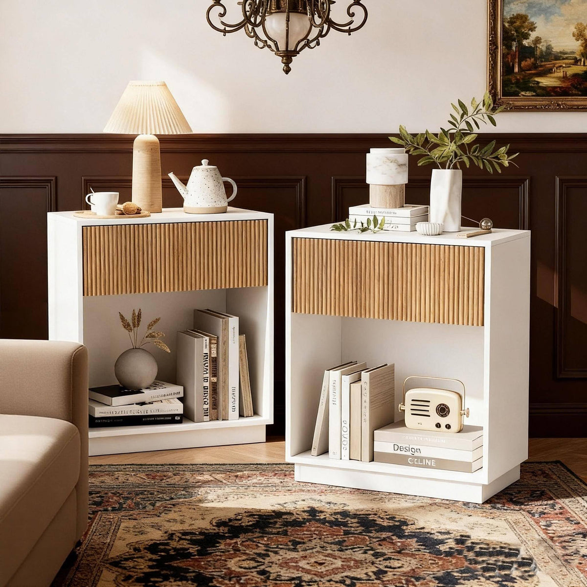 Fluted Nightstands – Modern Storage Set of 2