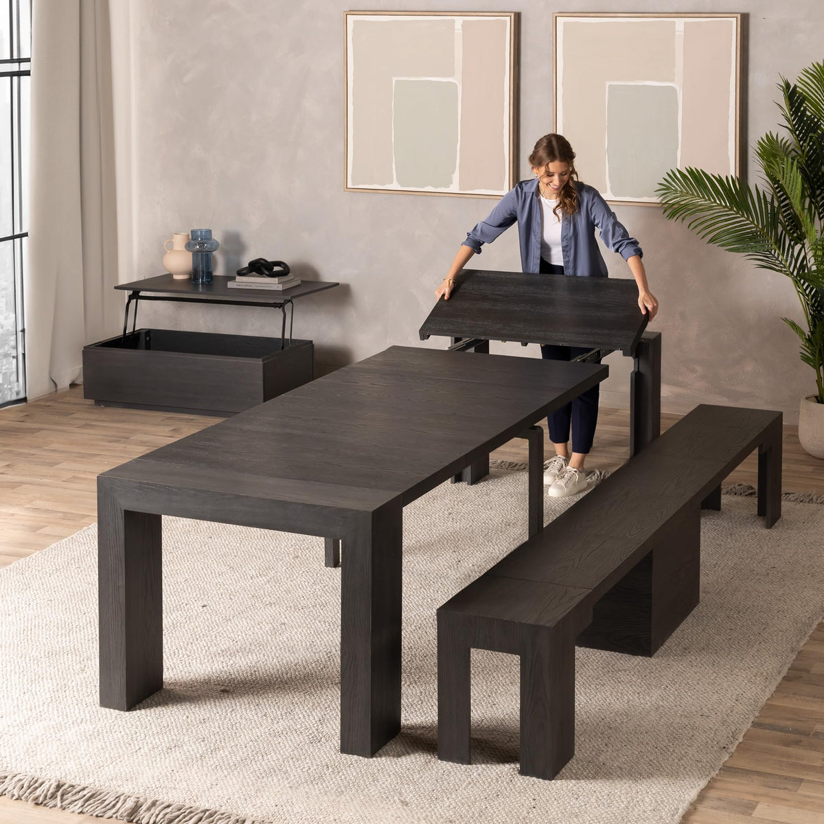 Solid Wood Extendable Dining Table for 2 to 12