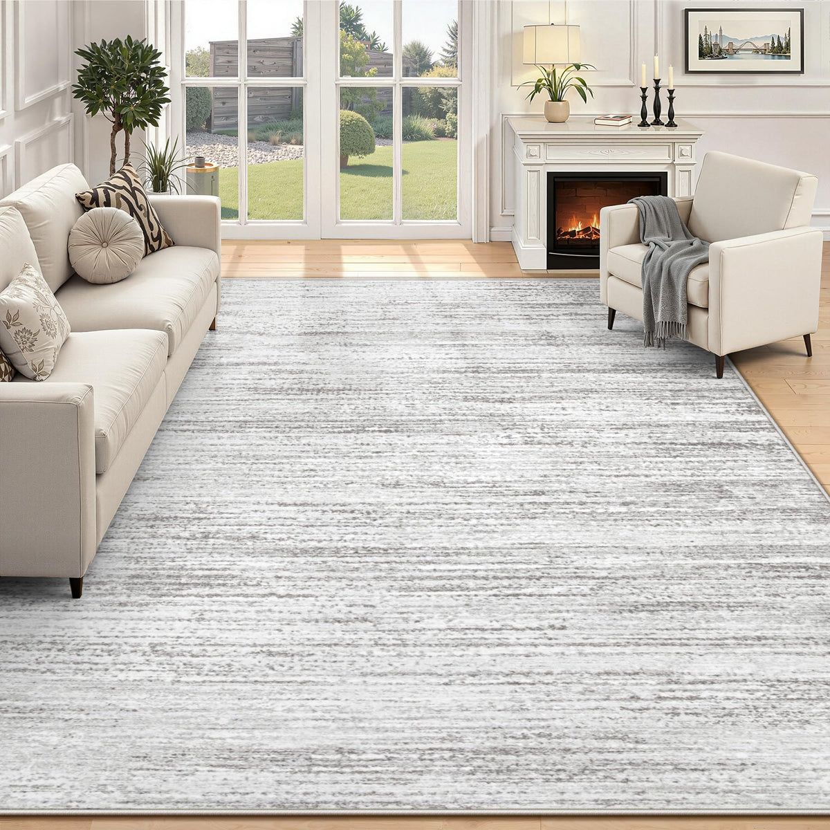 Washable Area Rug with Modern Printed Design