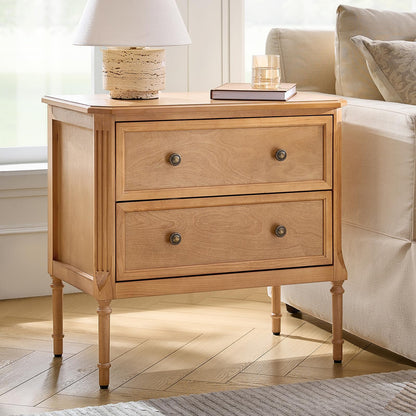Solid Wood End Table with Charging Station