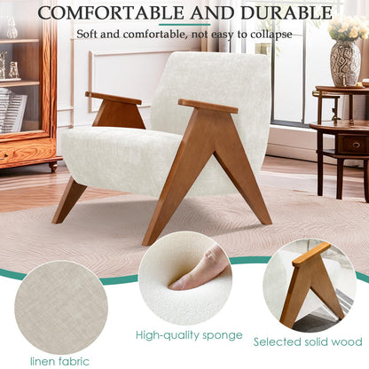 Mid-Century Accent Chair – Upholstered Wood Frame