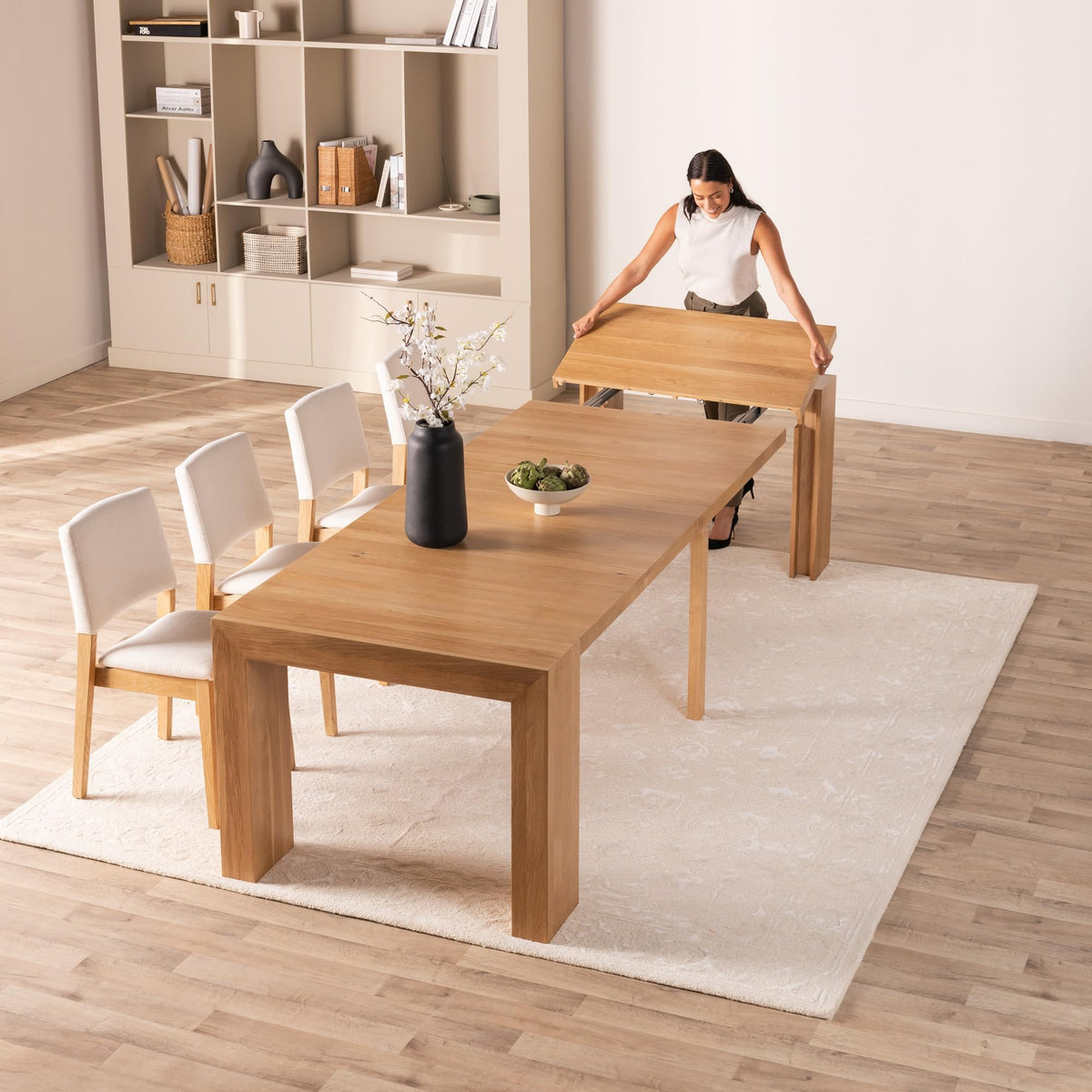 Solid Wood Extendable Dining Table for 2 to 12
