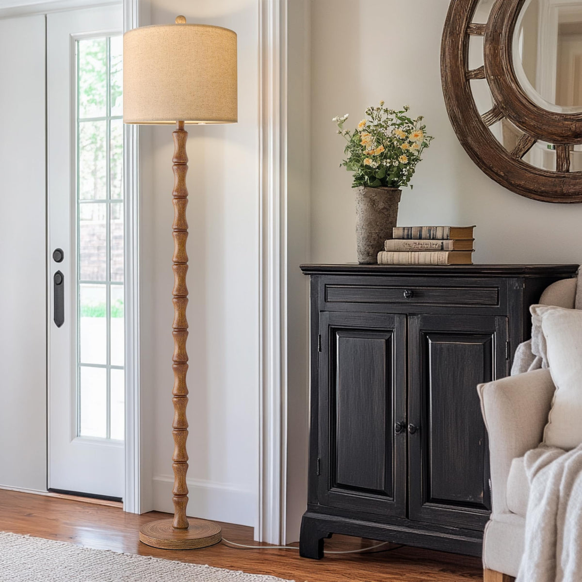 62 Inch Farmhouse Floor Lamp with Rustic Design