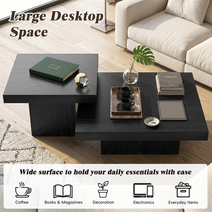 Square Nesting Coffee Tables – Modern Wood Set of 2