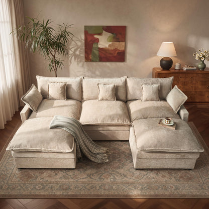 108" Modular Cloud Sectional Sofa with Ottoman