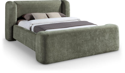 Beige Chenille Full Bed – Modern Upholstered Frame