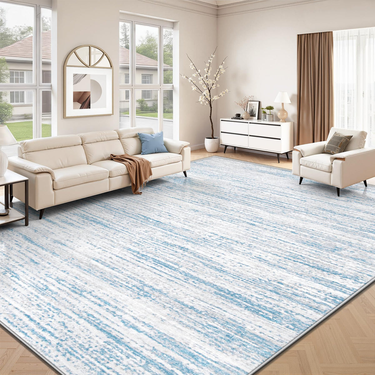 Washable Area Rug with Modern Printed Design
