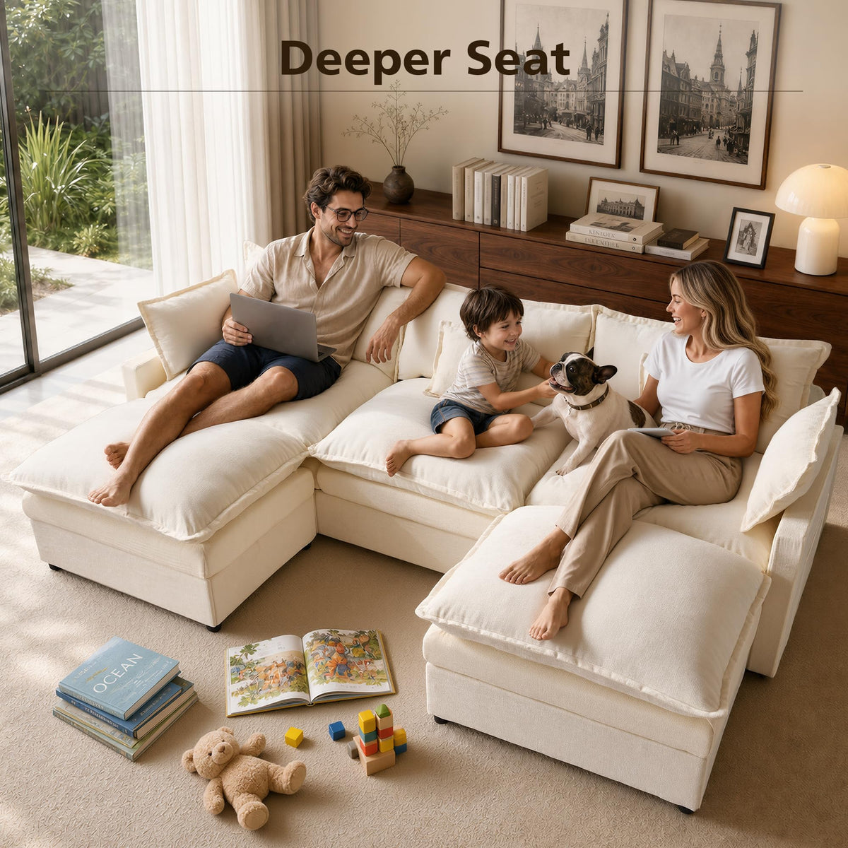 108" Modular Cloud Sectional Sofa with Ottoman