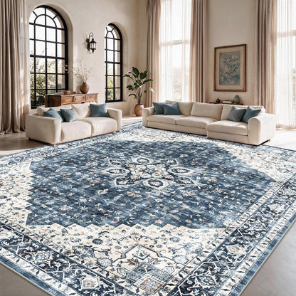 Washable Area Rug with Vintage Low Profile Design