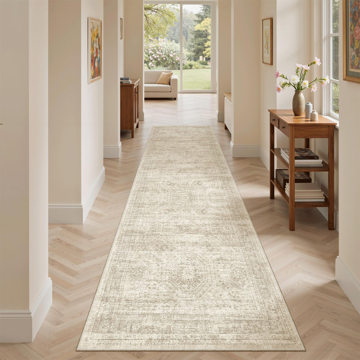 Washable Area Rug with Non Slip Backing