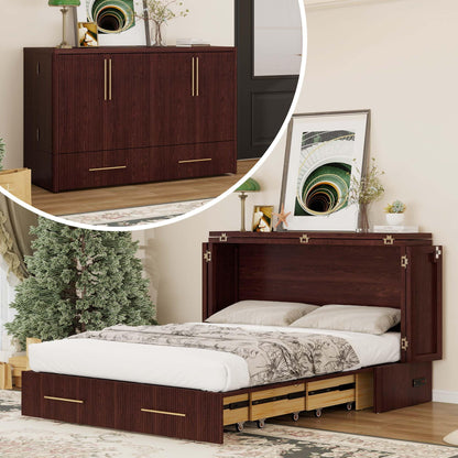 Queen Murphy Bed – Solid Wood Space-Saving Design