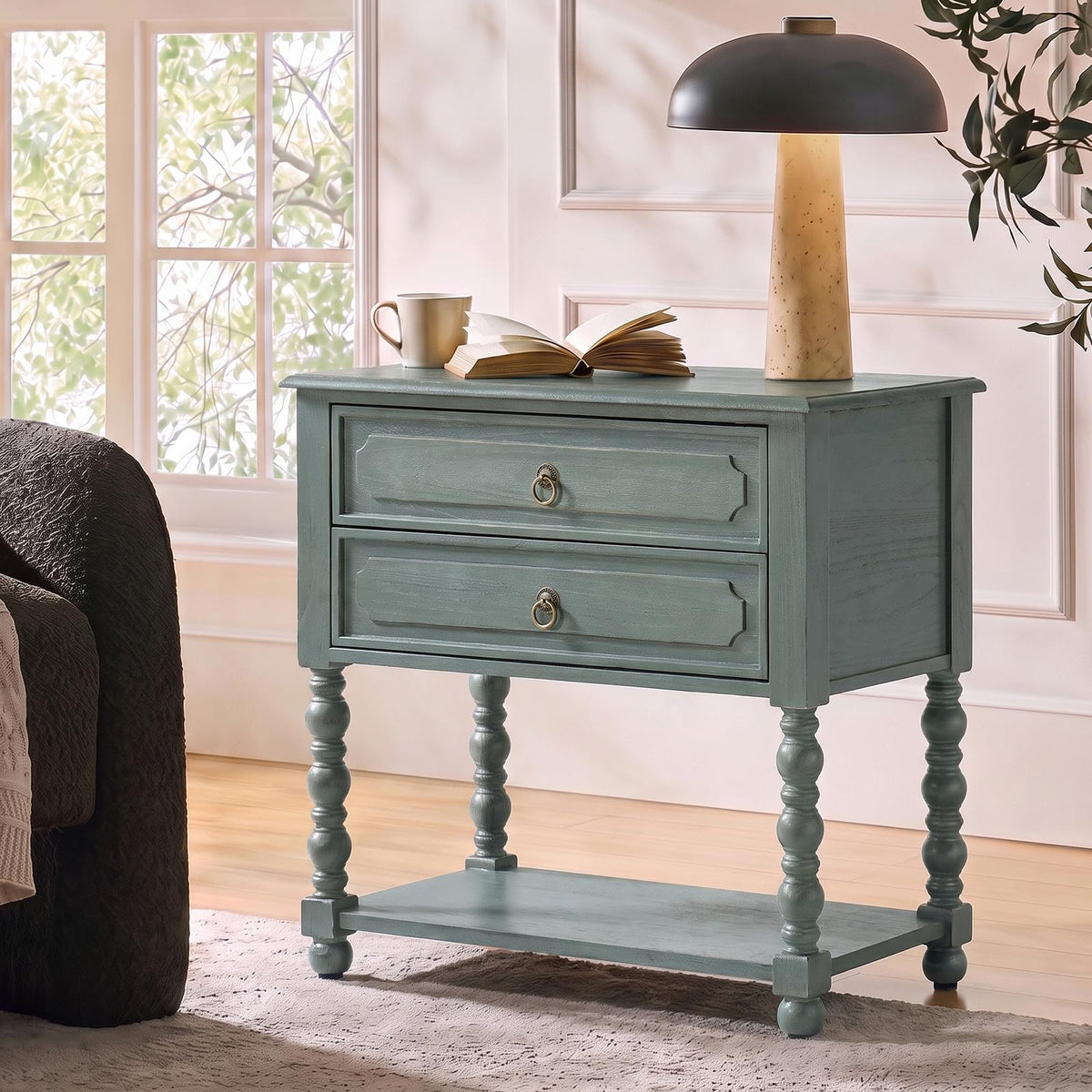 Farmhouse End Table with Charging Station