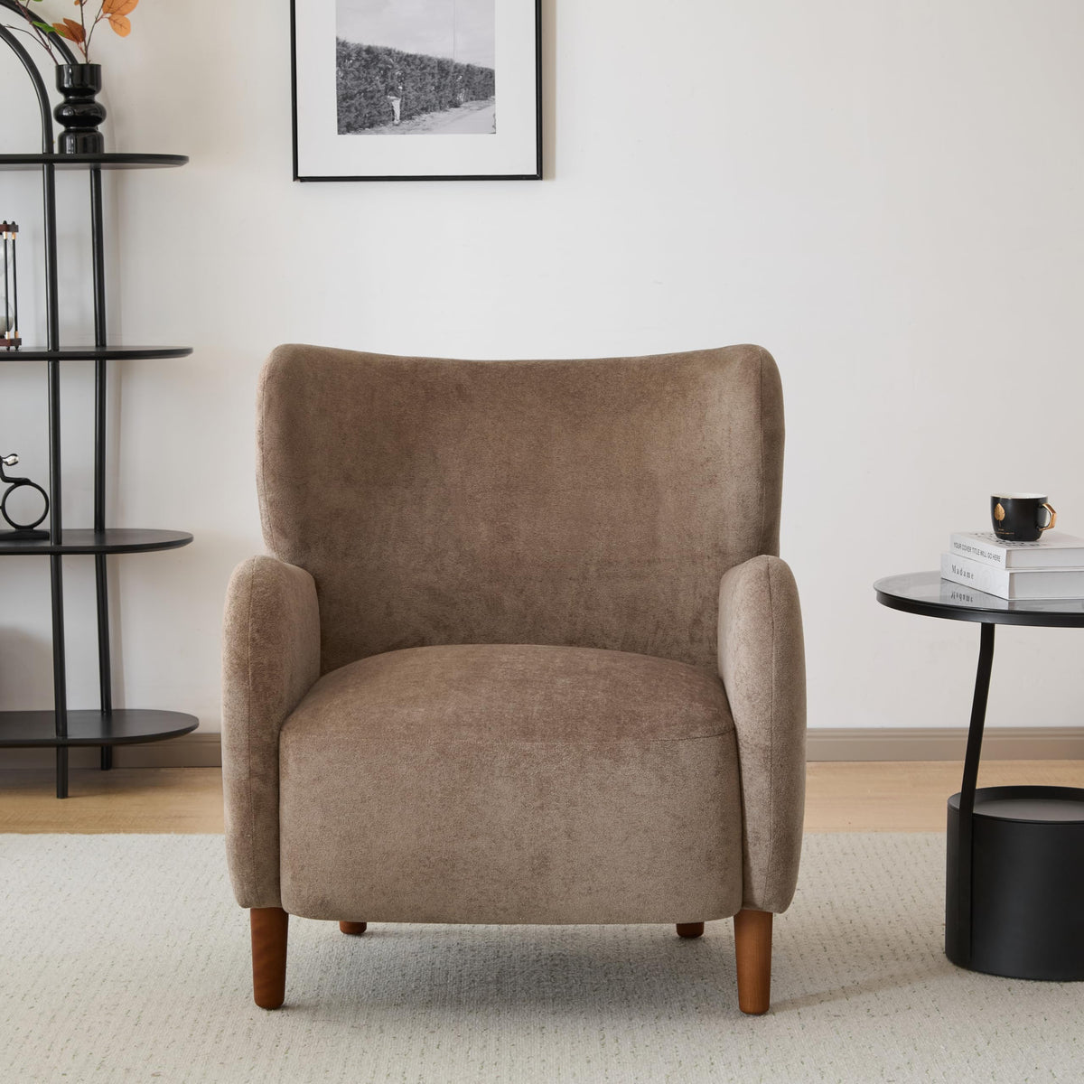 Velvet Wingback Accent Chair – Mid-Century Design