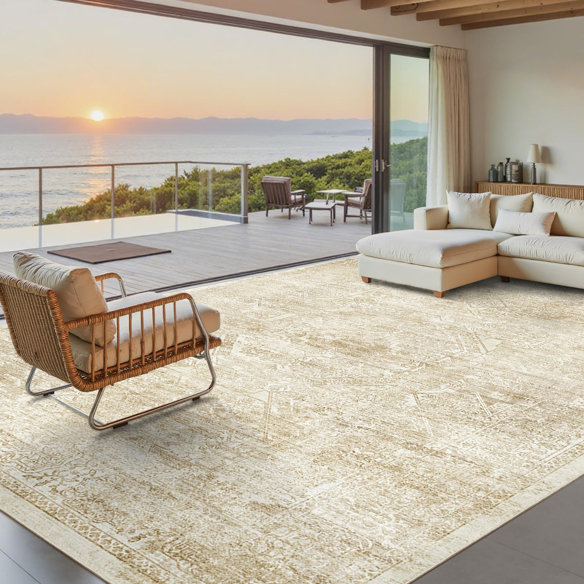 Washable Area Rug with Non Slip Backing