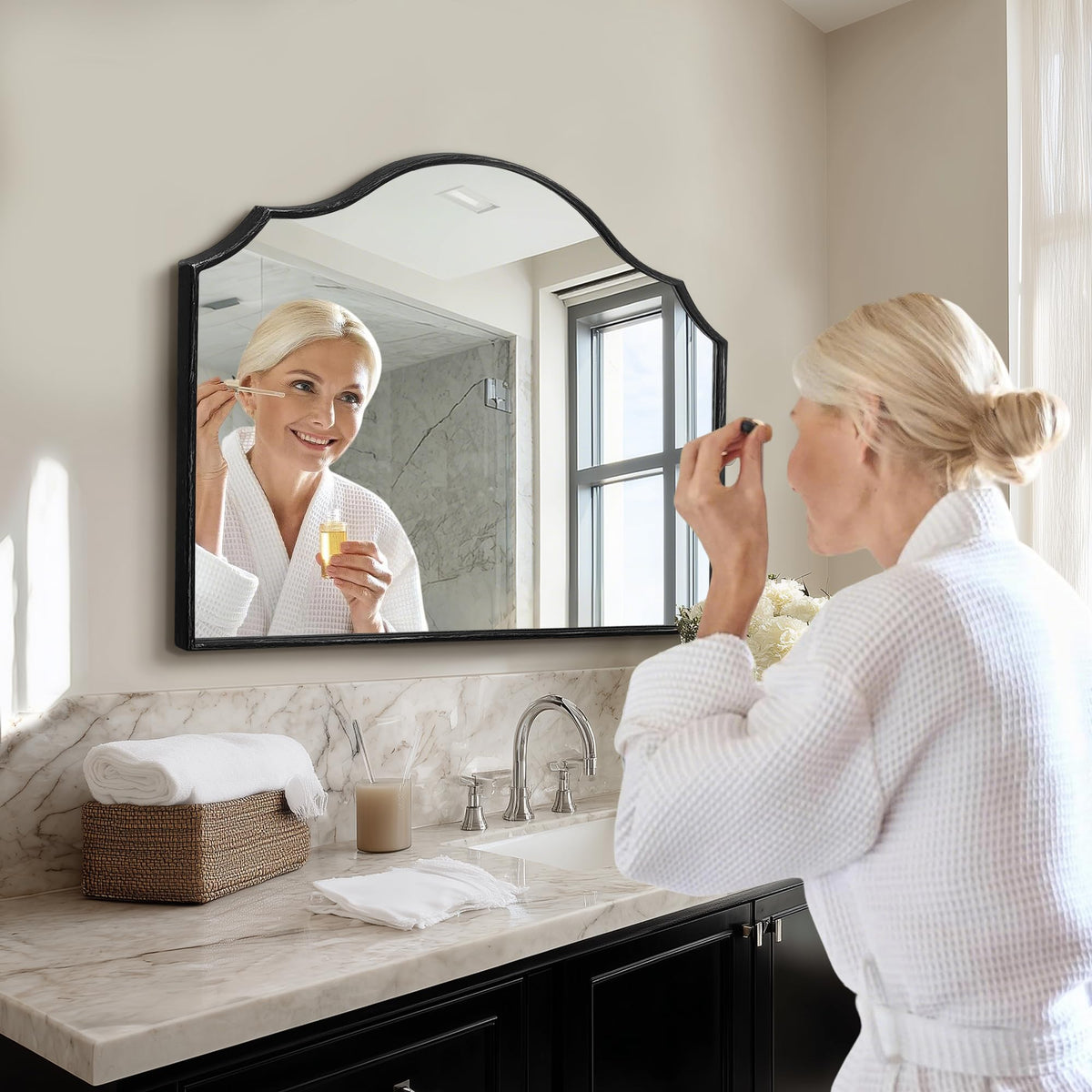 Gold Wall Mirror – Metal Frame Vanity Design